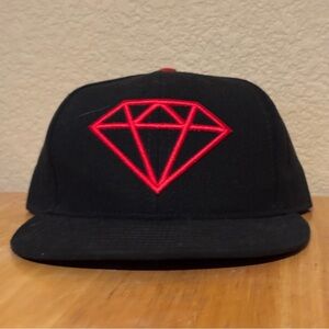 Black OG Diamond Supply Hat with Red Diamond Symbol Handmade in LA Estate 7 1/2